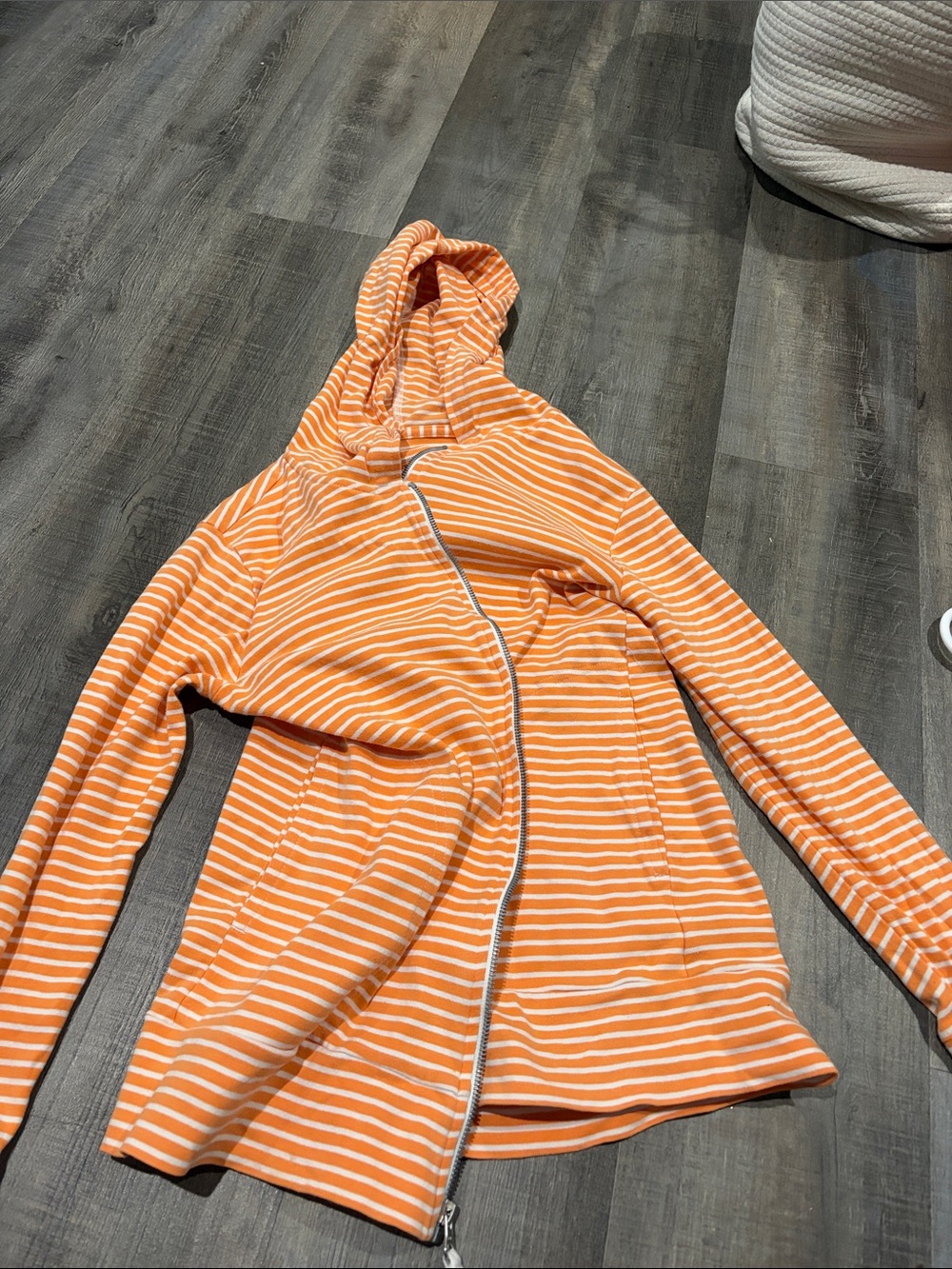 Orange Striped Hooded Jacket - Women